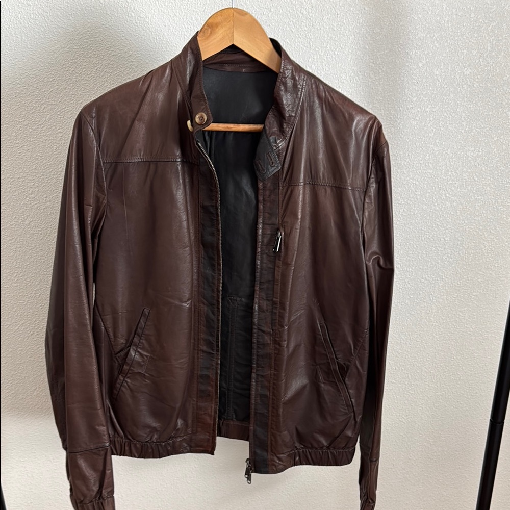 Yves Saint Laurent  Leather Brown Lightweight Moto Jacket- Vintage
